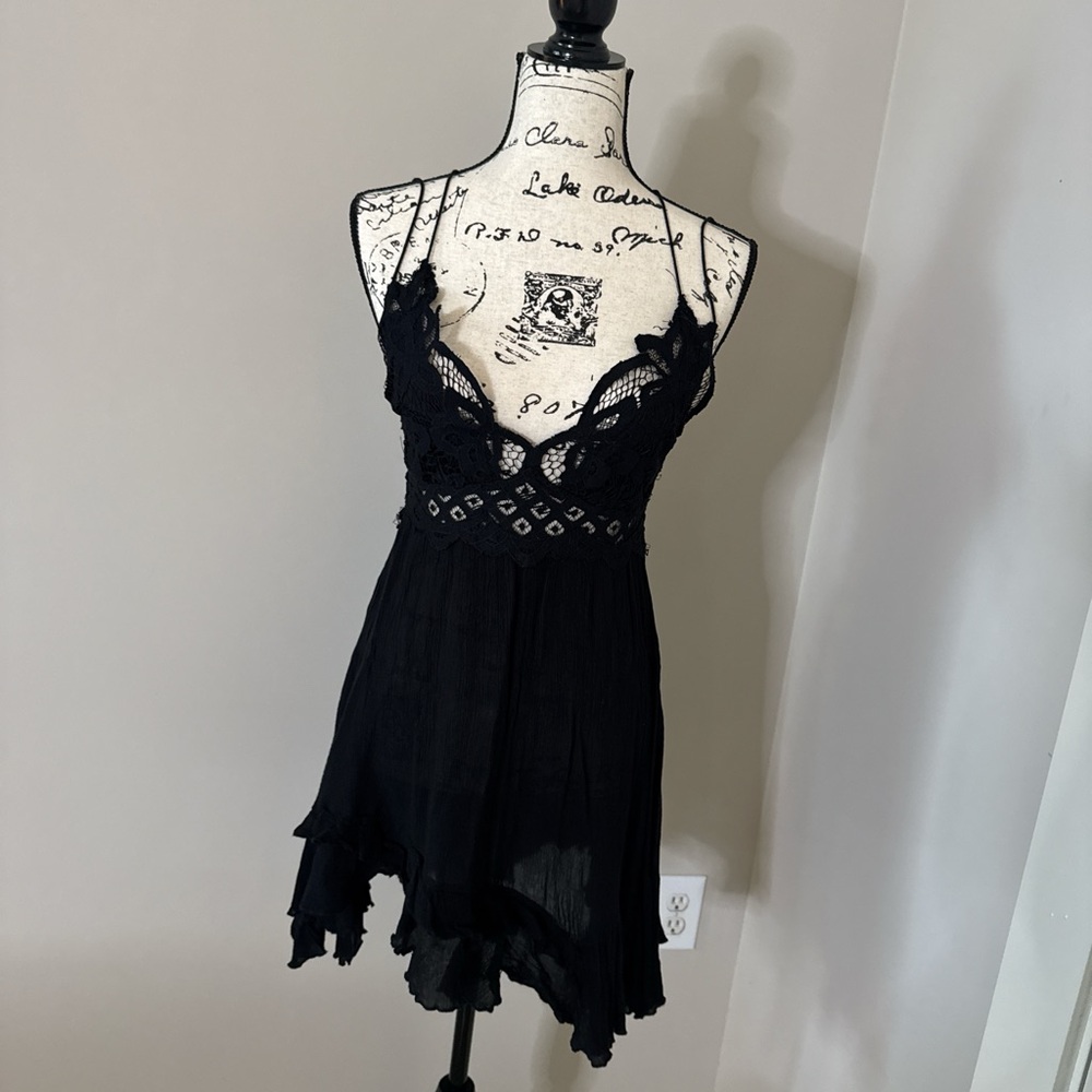 Free People Black Lace Detail Dress